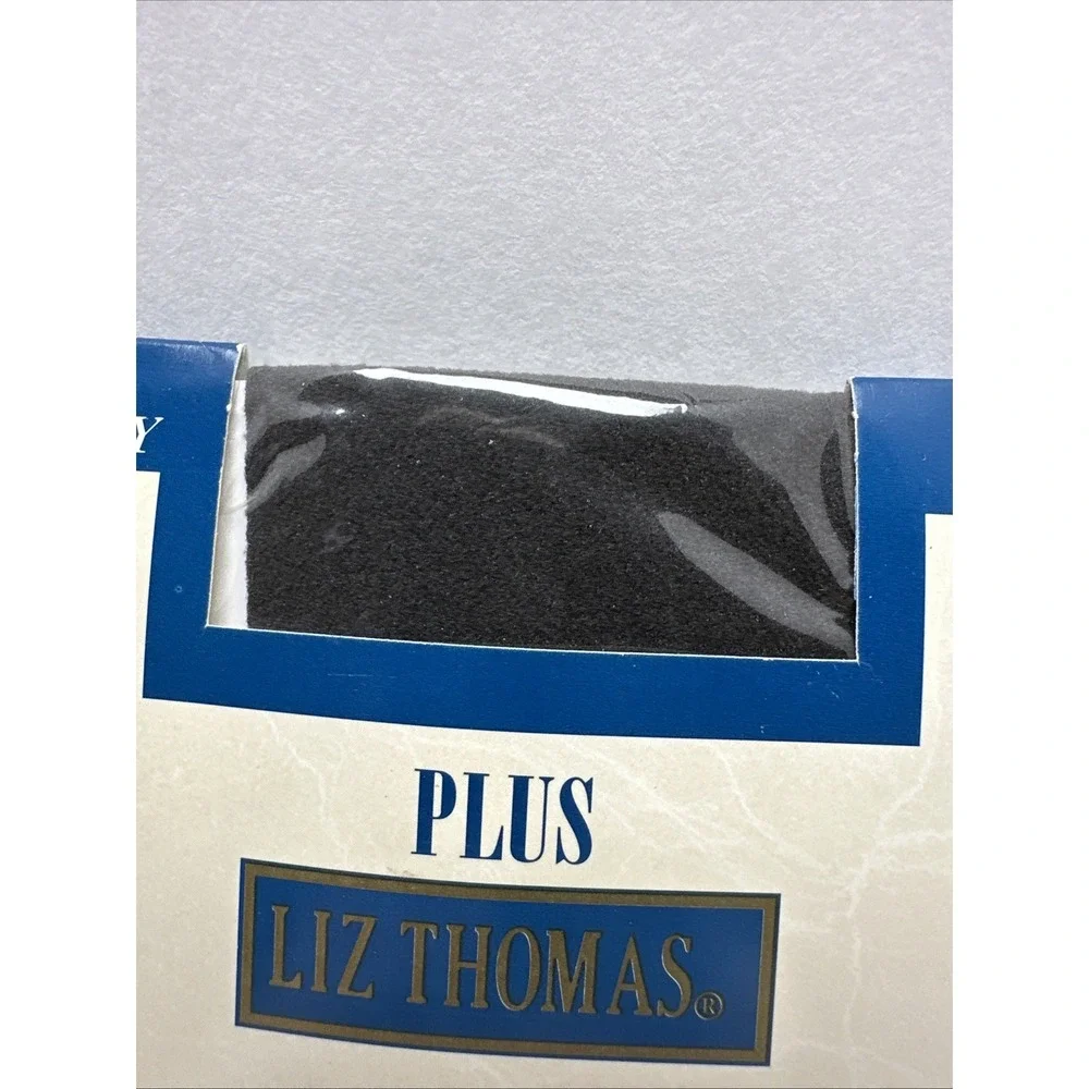 Liz Thomas DAY SHEER Pantyhose Off Black 1X-2X Reinforced Toe & Panty Vintage